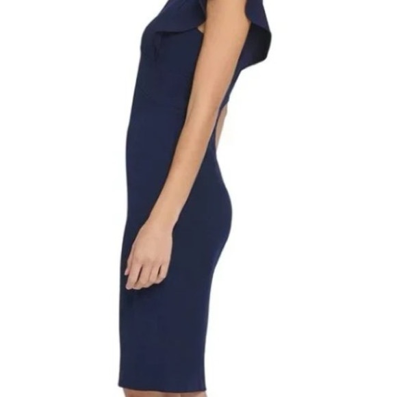 Donna Karan New York NWT Cap Sleeve Dress Above Knee Party Sheath Size 6 Blue - Picture 8 of 16